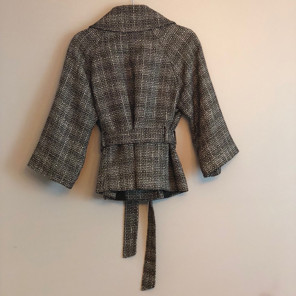 Tahari Double Breasted Belted Herringbone Blazer - Picture 3 of 7